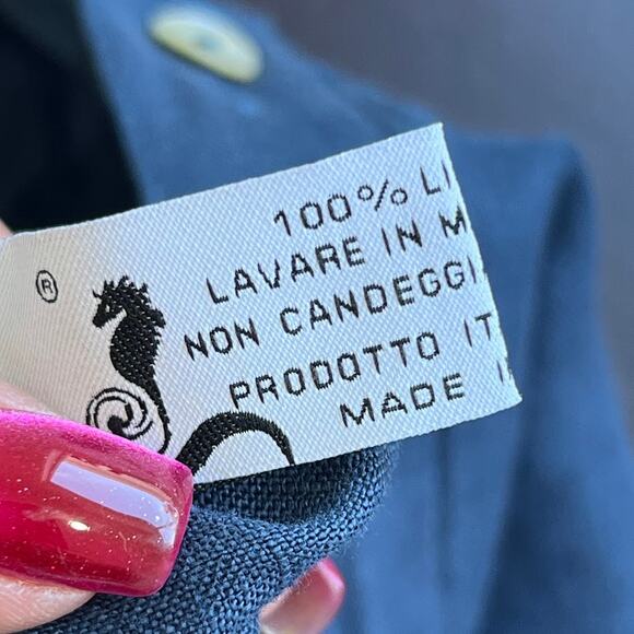 Idillio positano Blue 100% linen cropped pants women's size small - Picture 7 of 8